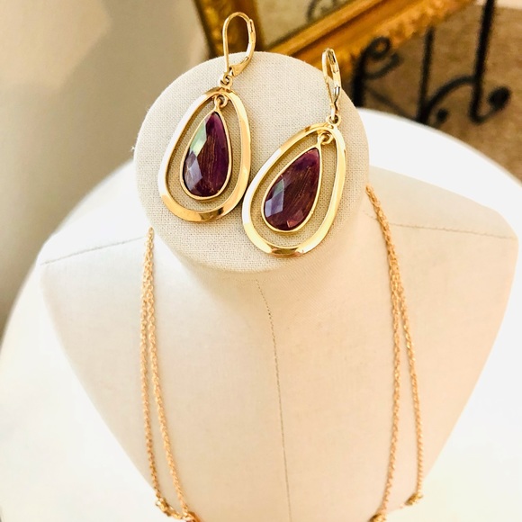 Modern vintage Ombré crystal statement necklace & earrings - Picture 6 of 15